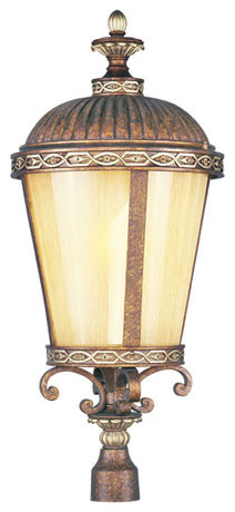 Seville Outdoor Post Head, Palacial Bronze With Gilded Accents