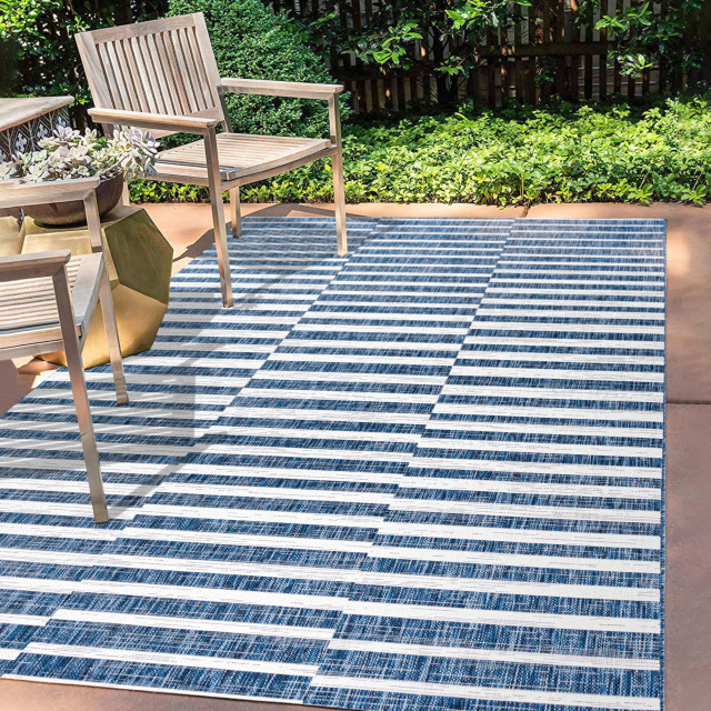 Off Center Rugs Sukie Modern Offset Stripe Indoor/Outdoor Area Rug, 4x6 - Contemporary ...