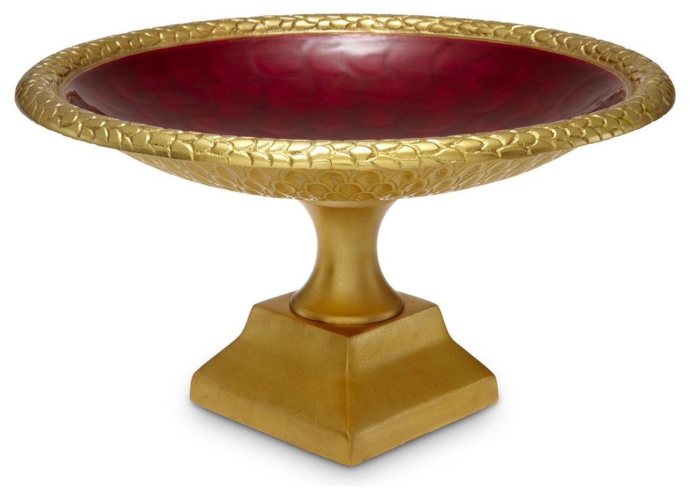 Julia Knight Florentine 12" Pedestal Bowl Gold Pomegranate
