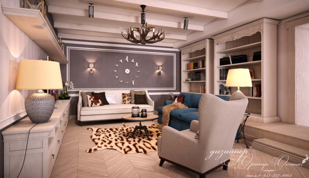 Гостинная в стиле шале