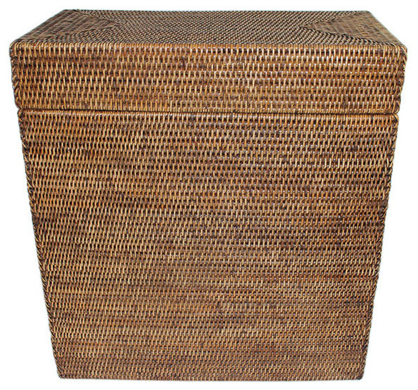 Rattan Large Rectangular Lidded Storage Basket Tropical Baskets