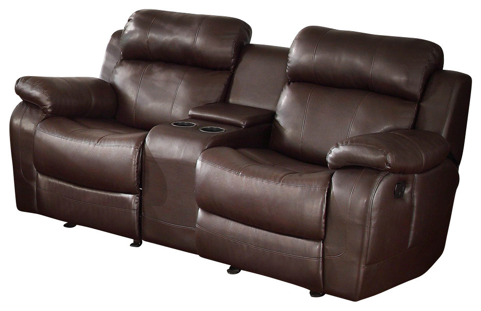 Homelegance Marille Double Glider Reclining Loveseat With Center Console - Traditional 