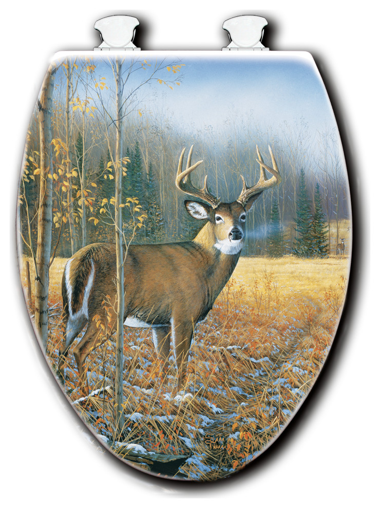 White Toilet Seat, November Whitetail Deer Rustic Toilet Seats by