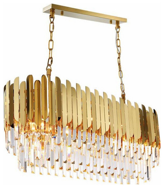 47 Crystal Rectangle Chandelier By, Rectangular Crystal Chandelier Gold