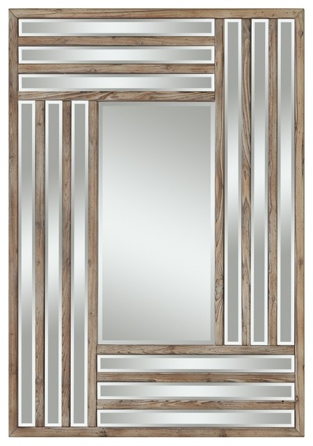 Shelby Light Natural Rustic Wood Rectangular Mirror