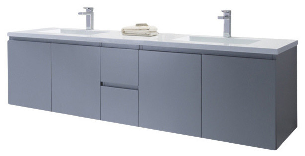 Vanity Adams 72 With Solid Surface Top Modern Bathroom Vanities Vanity Adams 72 With Solid Surface Top Metal Gray