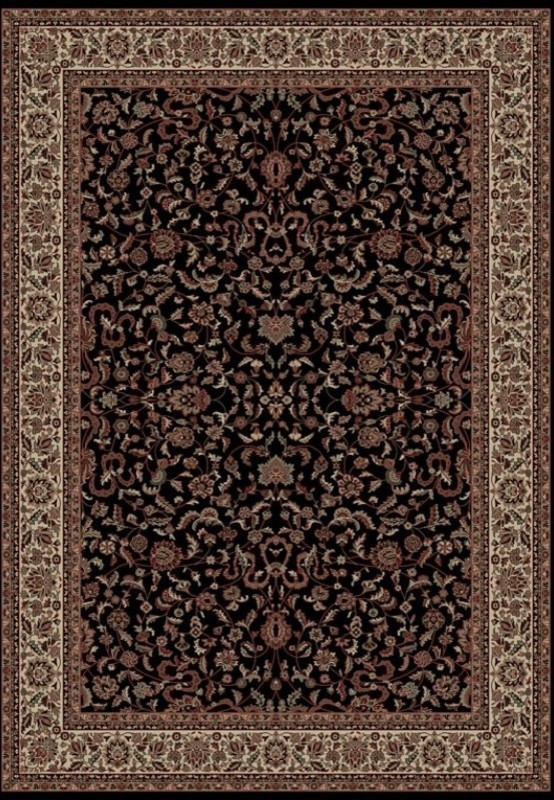 Persian Classics Rectangle Traditional Rug, Black/Border Color Ivory, 3'11"x5'7"