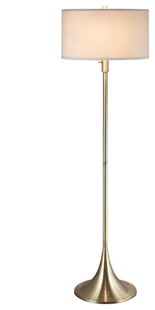 Florenza Dual Light LED Floor Lamp With Dimmer, Antique Satin Brass, 63"