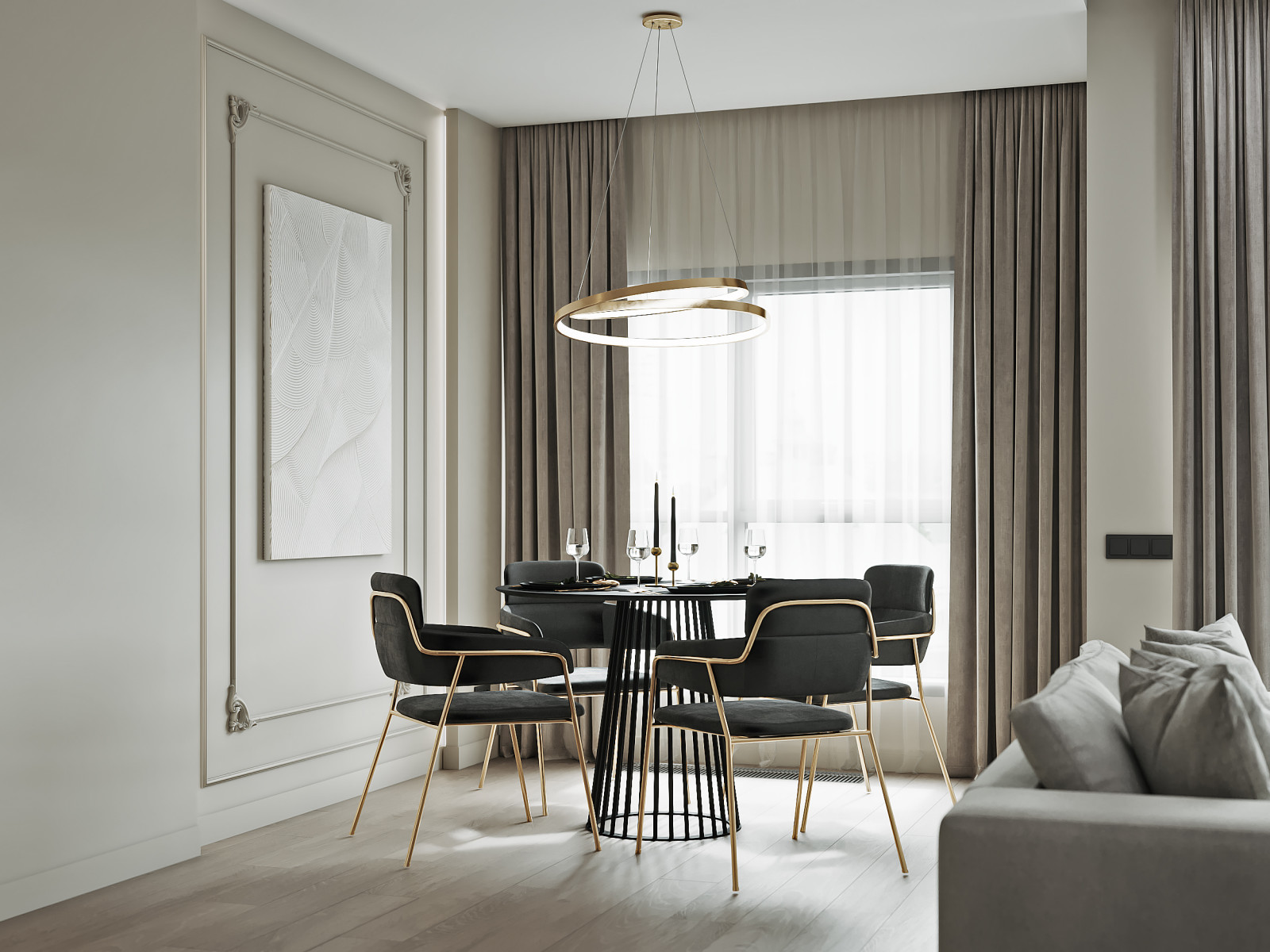 Дизайн-проект 3-комнатной картиры ЖК "Дом на Грота", 102 кв.м, Спб