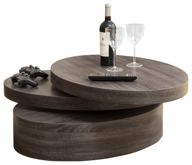 Lenox Oval Mod Rotating Wood Coffee Table Contemporary Lenox Oval Mod Rotating Wood Coffee Table