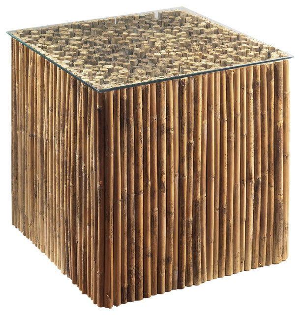 Bamboo Stick Bunching Table Base With Glass