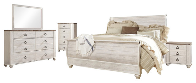 Ashley Willowton 5 Piece Sleigh Bedroom Set With Chest White - Queen Farmhouse Bedroom Set Ashley Willowton 5 Piece Sleigh Bedroom Set With Chest White - Queen Farmhouse Bedroom Set