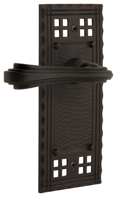 Craftsman Plate With Fleur Lever, Oil-Rubbed Bronze, Passage, Non-Handed