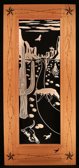 Patio Door, Illuminated Engraved Art, Southwest Theme