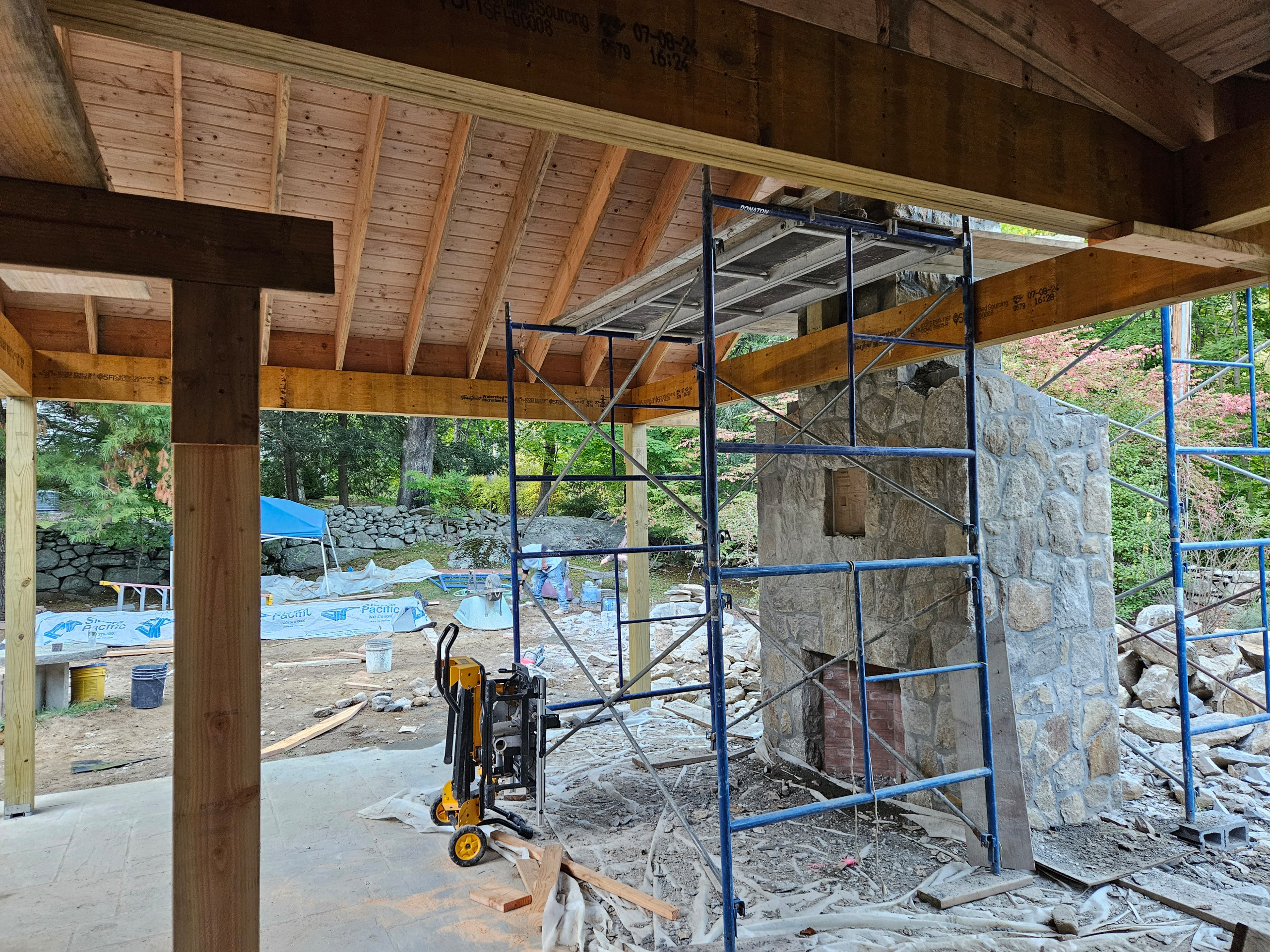Pergola with fireplace