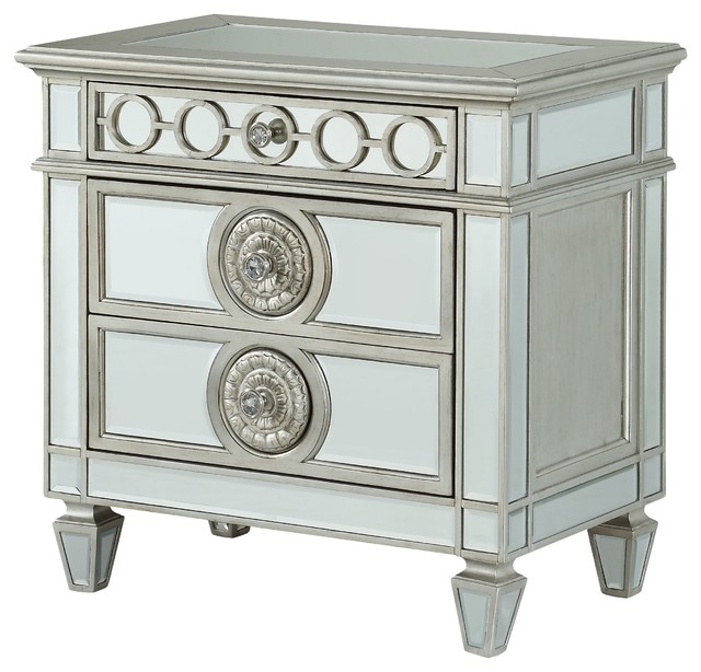 Acme Glam Varian Night Stand With Mirrored Finish 26153 Traditional