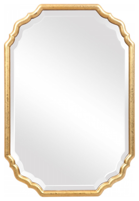 Lightly Antiqued Metallic Gold Leaf, 30 X 77 Inch Mirror