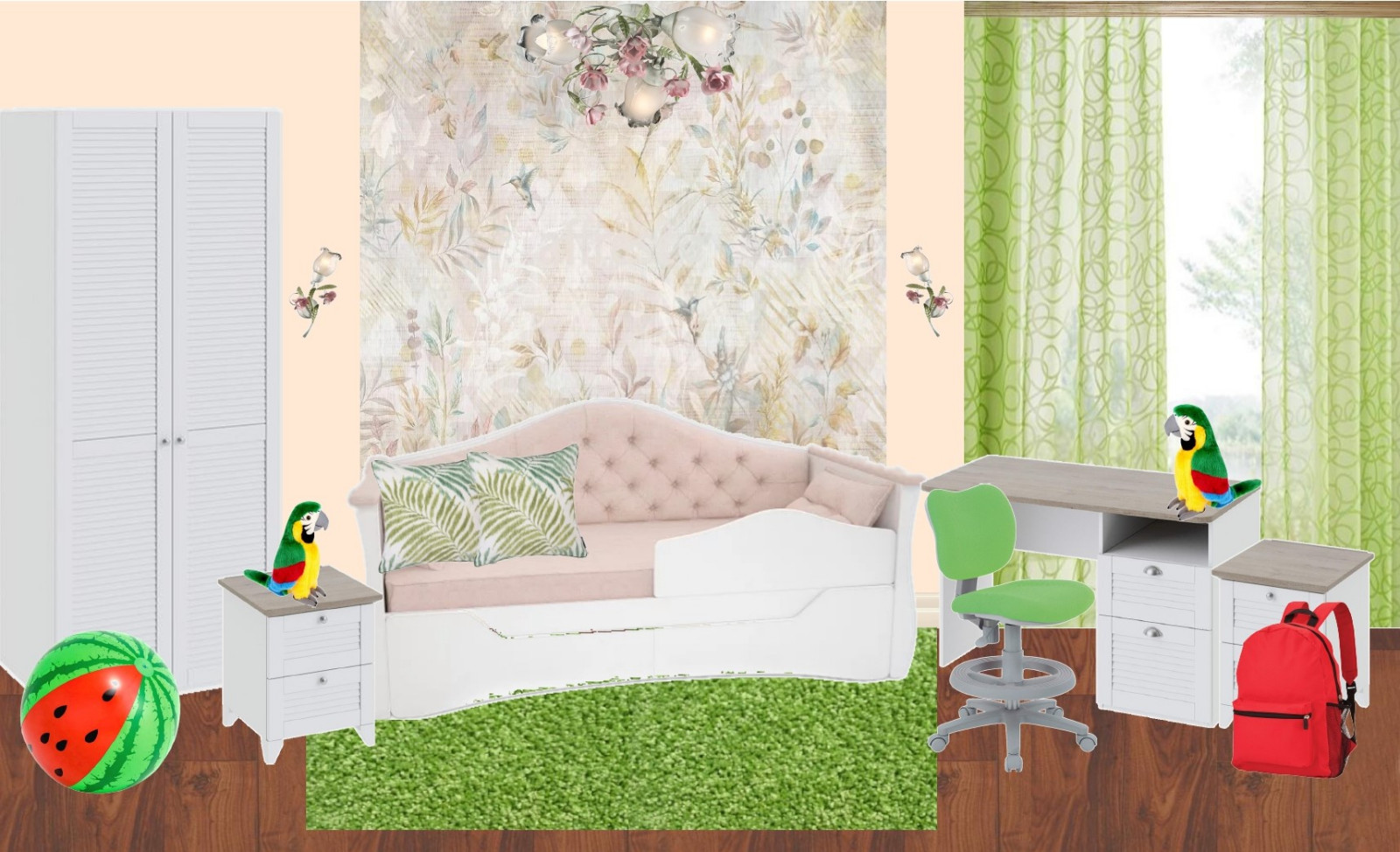 Коллаж детской "Тропический садик"