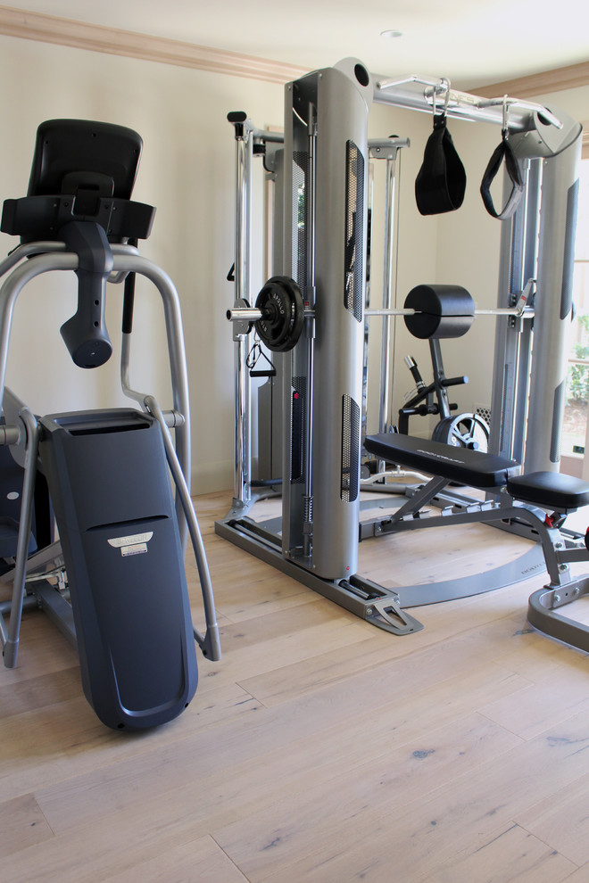 This is an example of a beach style home gym in Orange County.