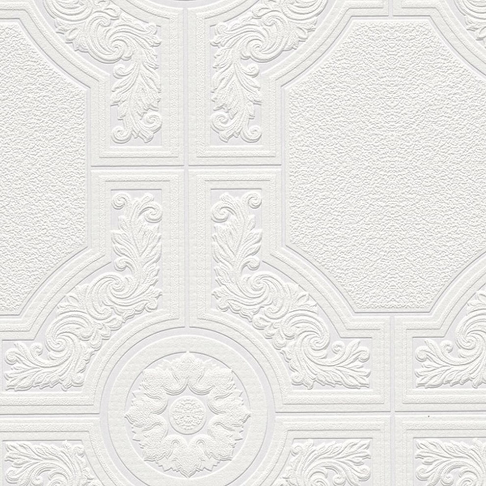 Architectural, Texture Geometric Paintable PrePasted Wallpaper, Roll 21"x33' Traditional