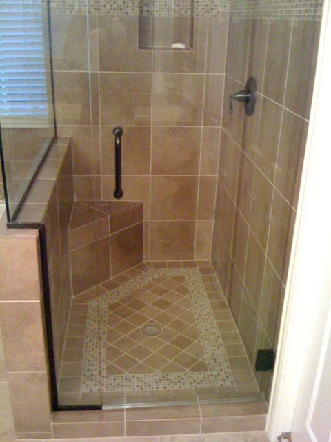  Tile  shower  floor with design Traditional  Bathroom  