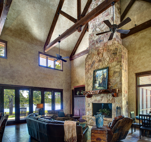 Ranch Style By The Lake Rustic Living Room Houston By