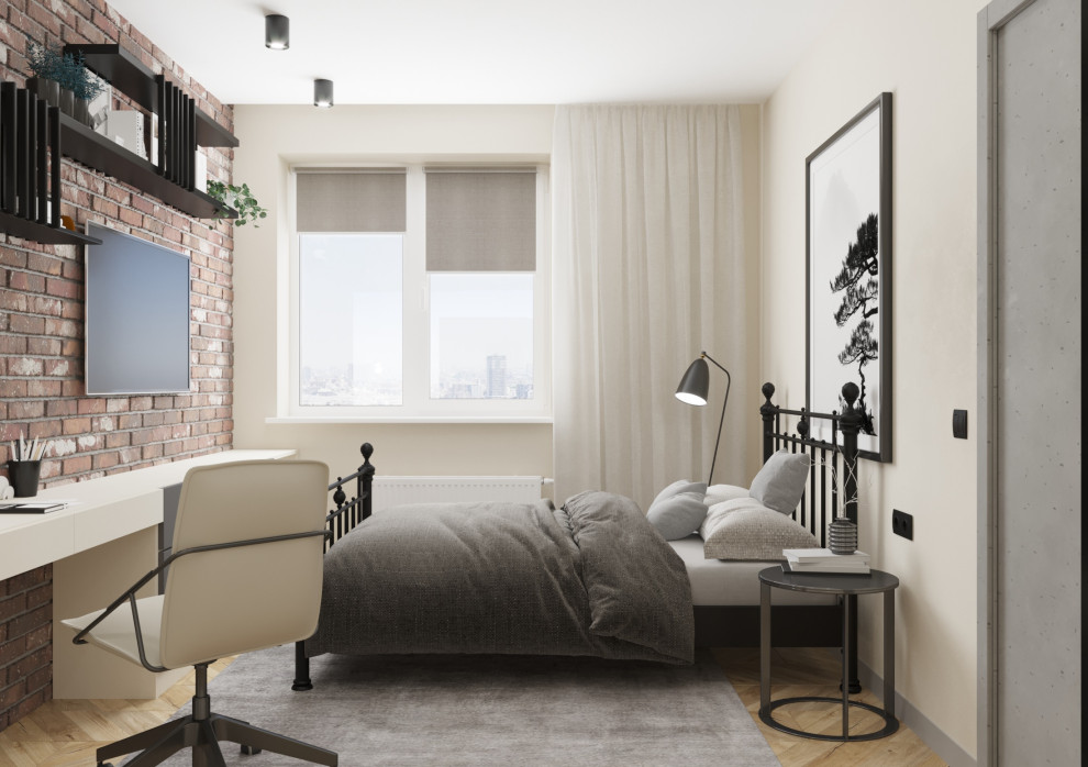 Дизайн спальной комнаты в стиле лофт
