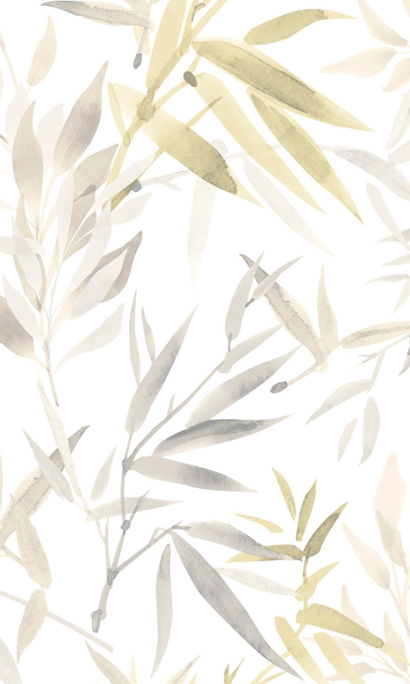 Textured Bamboo Leaves Tropical Wallpaper, Natural, Sample