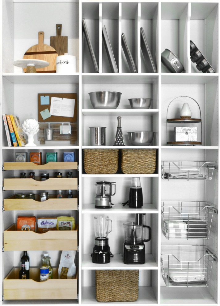 Design ideas for a contemporary kitchen pantry in Burlington.