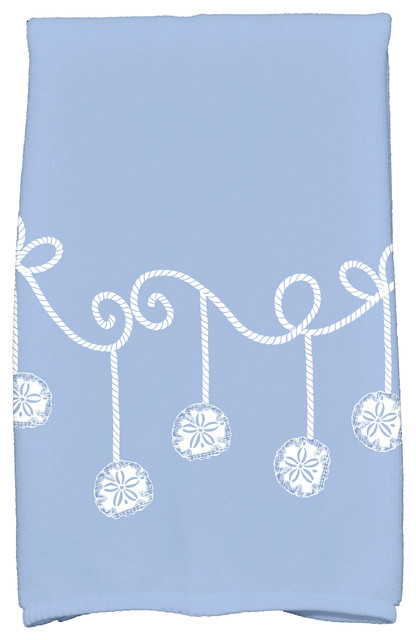 Sanddollar Ornaments Decorative Holiday Geometric Print Hand Towel, Blue