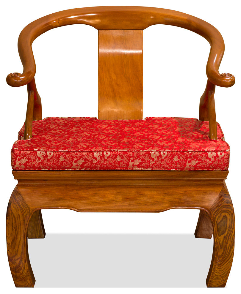 Rosewood Chow Leg Monk Chair, Natural Rosewood