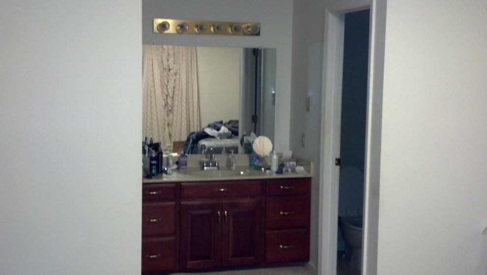 Ideas on how to separate bathroom vanity from master bedroom?