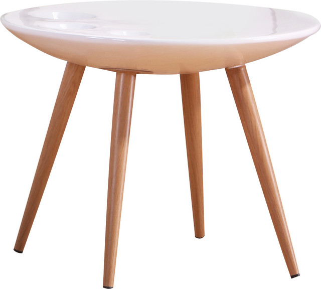 Modern Round End Table High Gloss White Midcentury Side Round End Table High Gloss White