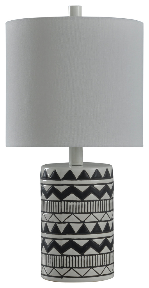 Black And White Ceramic Table Lamp With, White And Black Table Lamp
