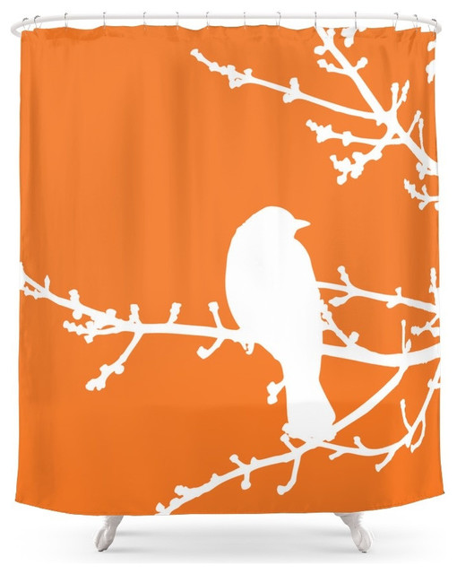 Shop Houzz Society6 Society6 Orange Bird Shower Curtain Shower Curtains