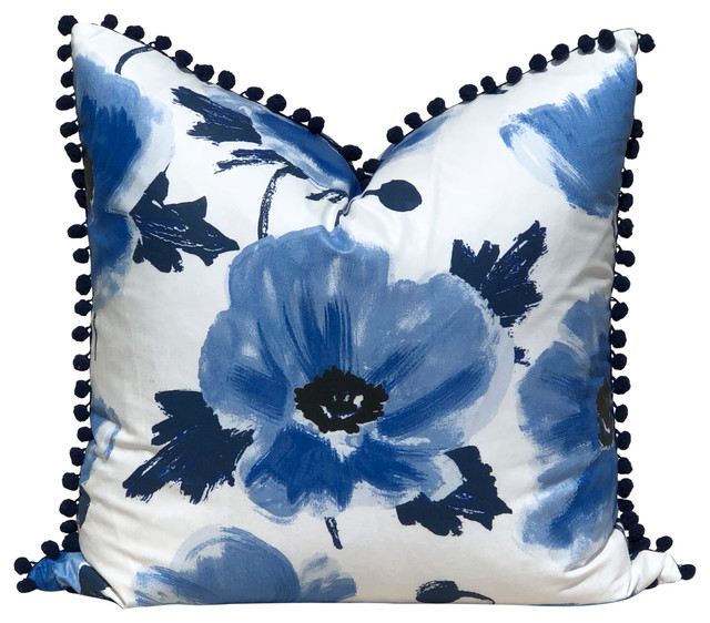 navy floral pillows