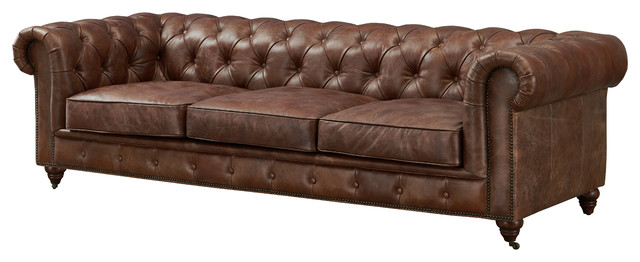 Top Grain Leather Chesterfield Sofa Bark Brown Traditional Sofas By Kashif Humayun Houzz Top Grain Leather Chesterfield Sofa, Leather Sofa Phoenix Az