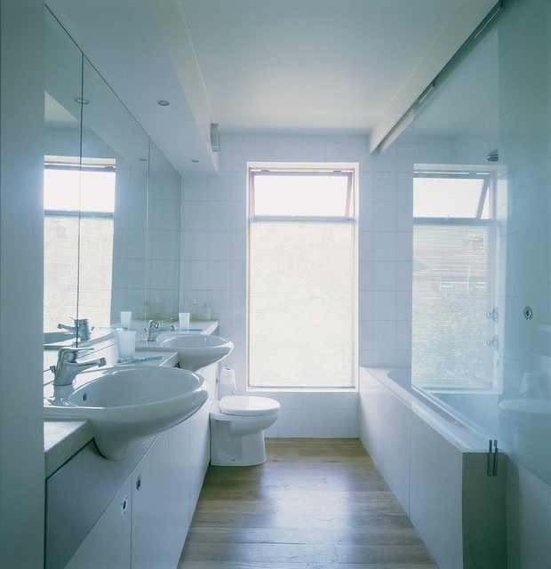 Open plan living contemporary-bathroom