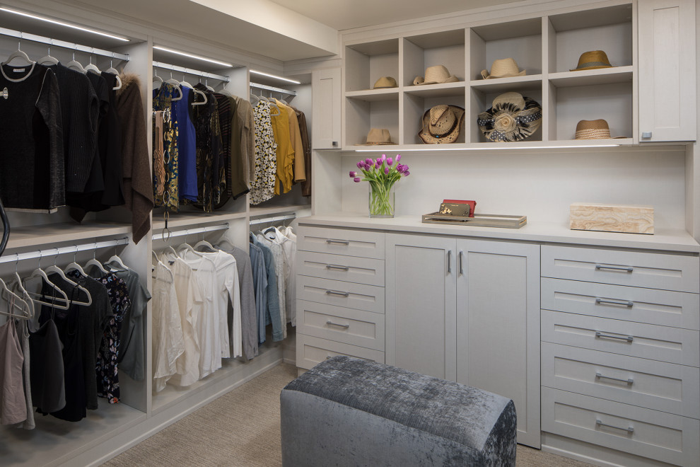 Example of a beach style closet design in San Diego