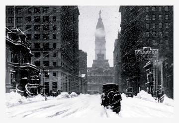 Snow at City Hall Philadelphia PA 12x18 Giclee on canvas