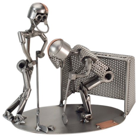 Hockey 2 Figures Nuts And Bolts Metal Sculpture Nuts And Bolts Metal Sculpture