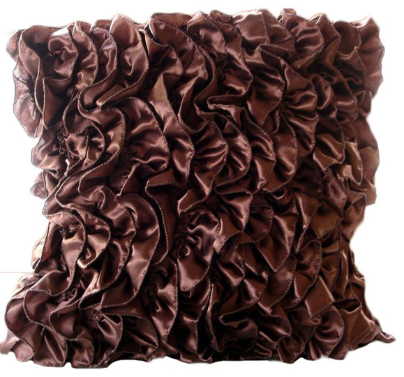 Vintage Style Ruffles Brown Satin Throw Pillow Covers Vintage Simple Ruffle Decorative Pillows Vintage Style Ruffles Brown Satin Throw Pillow Covers Vintage Simple Ruffle Decorative Pillows
