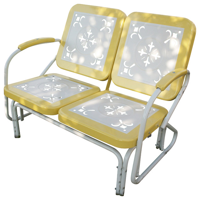 4D Concepts Metal Retro Patio Glider Loveseat, Yellow - Eclectic - Patio Furniture And Outdoor ...