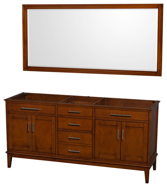 Hatton 72" Light Chestnut Double Bathroom Vanity, No Countertop, No