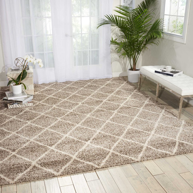 Nourison Brisbane Stone Shag Area Rug, 2'6"x3'10" Contemporary Area