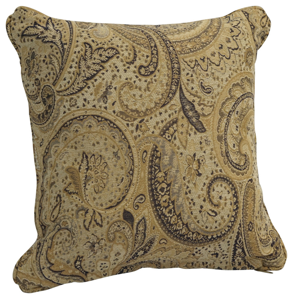 18" DoubleCorded Patterned Jacquard Chenille Square Throw Pillow, Tan