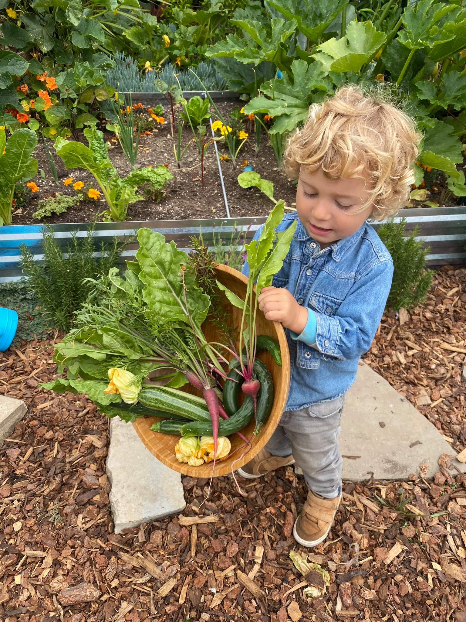 child celebrating harvest