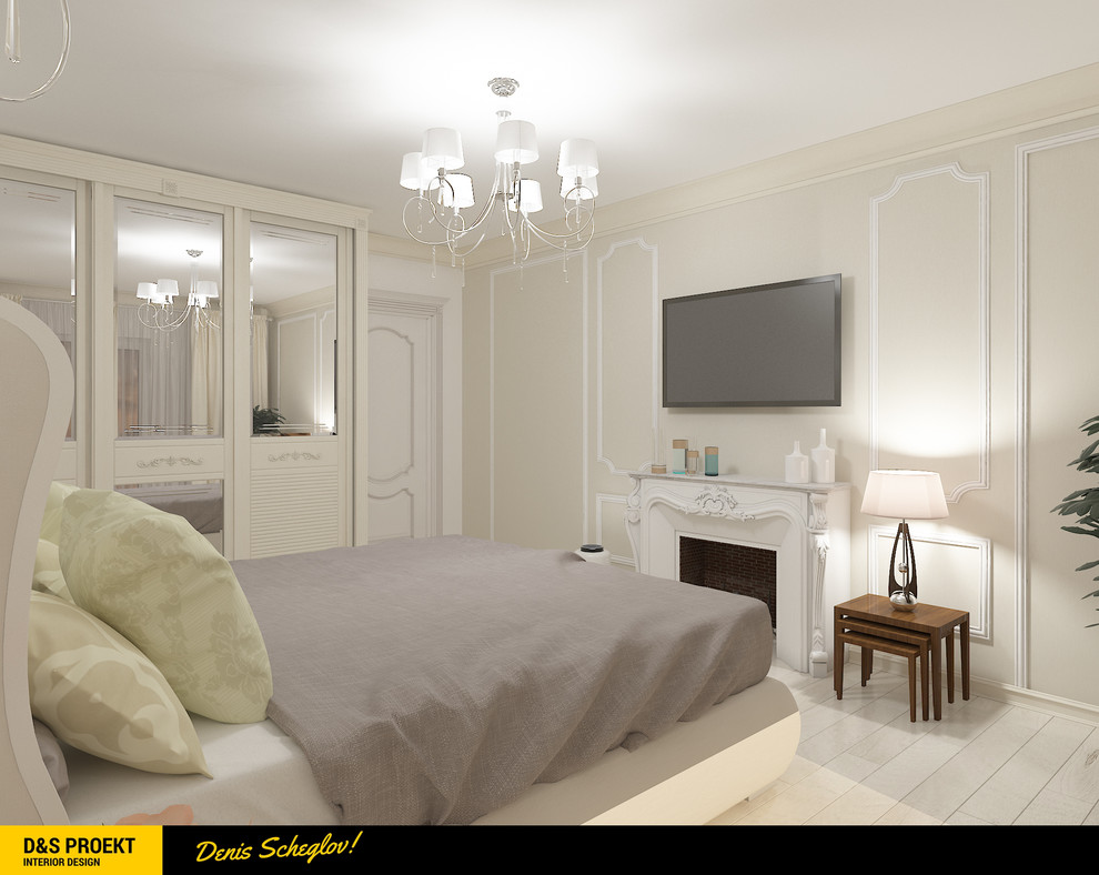 Дизайн-проект спальни в классическом стиле для молодой семьи.