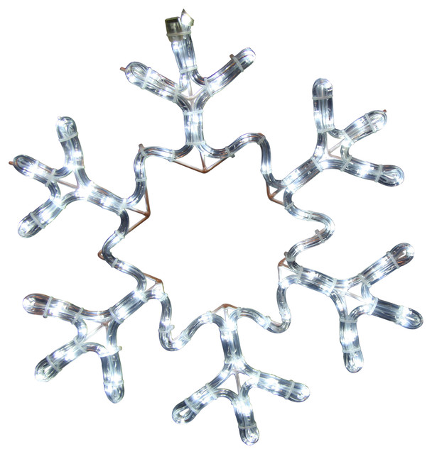12/" Pure White Rope-Lit Snowflake with Star Window Wall Yard Winter Decor