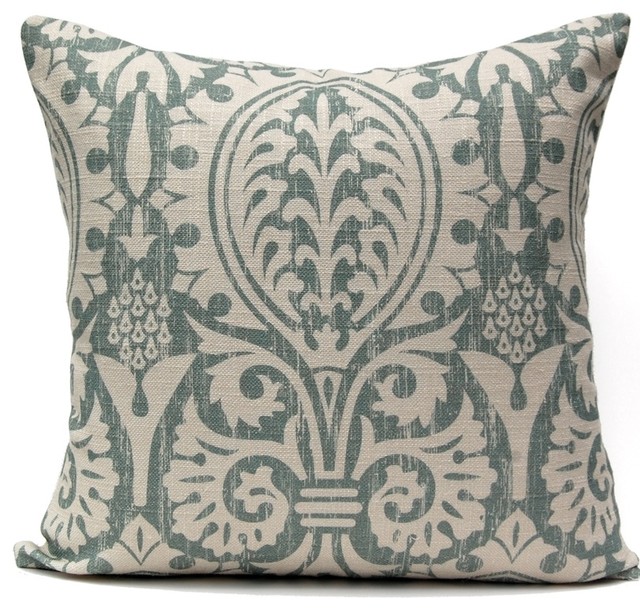 Medieval Damask Pillow, Oyster Bay